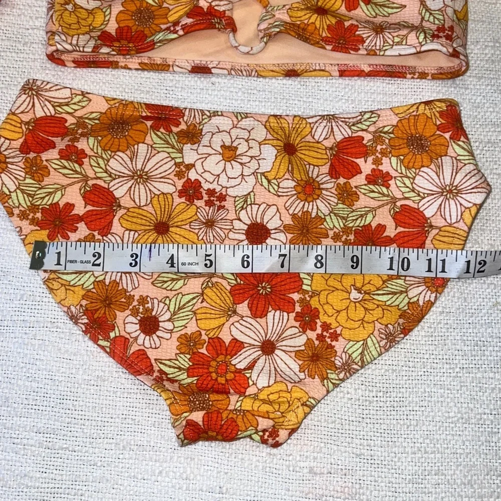 Art Class Floral Rash Guard Bikini Set- Pink and Orange Floral Size XL (14)